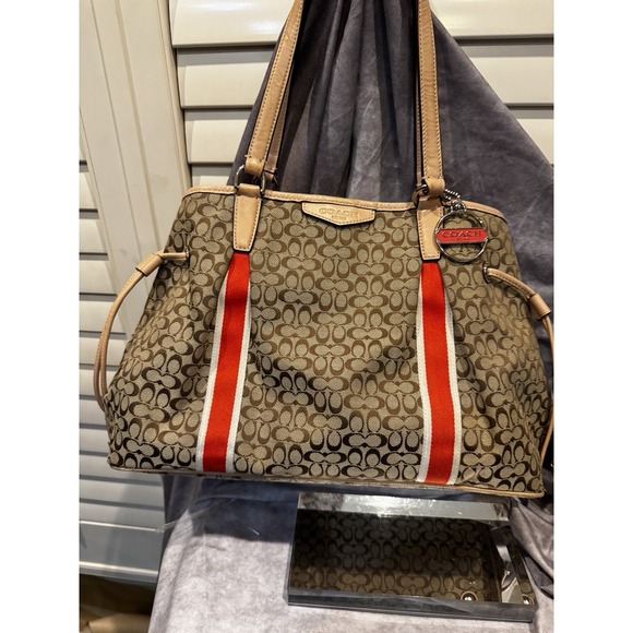 coach signature tote bag Red Stripes-nwot # F26130‎ - Picture 1 of 7